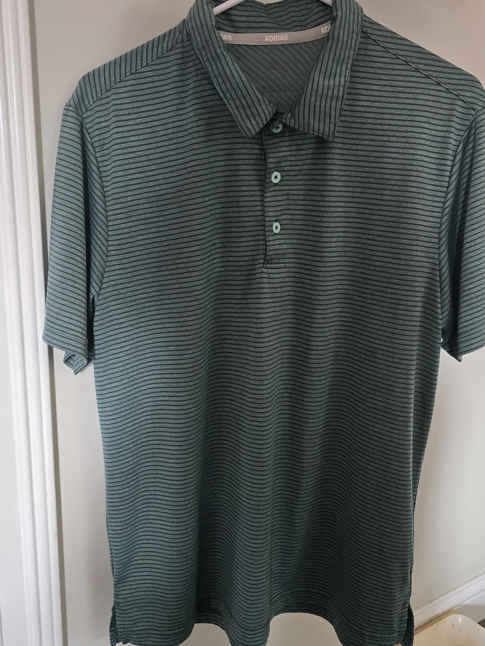 Adidas Men’s Green Striped Polo Shirt 0552